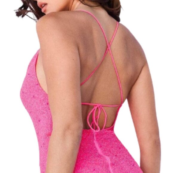 NWT Jovani 09938ASC Homecoming Dress Hot Pink Size 2 - Picture 4 of 11